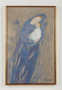 LONGARETTI TRENTO (n. 1916) : Madre in azzurro.  - Asta Asta 407 | ARTE MODERNA E CONTEMPORANEA Virtuale - Associazione Nazionale - Case d'Asta italiane