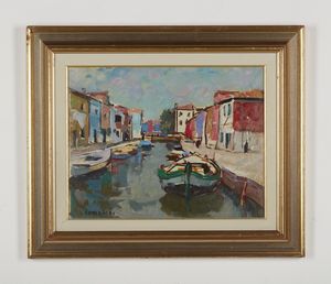 CONSADORI SILVIO (1909 - 1994) : Marina con imbarcazioni.  - Asta Asta 407 | ARTE MODERNA E CONTEMPORANEA Virtuale - Associazione Nazionale - Case d'Asta italiane