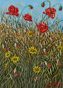 DAUREA GIOVANNI (n. 1955) - Cespuglio con papaveri.