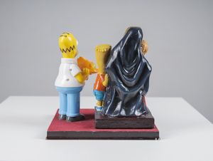 PESCE PIERGIUSEPPE  (n. 1965) : Deposizione con Simpson.  - Asta Asta 407 | ARTE MODERNA E CONTEMPORANEA Virtuale - Associazione Nazionale - Case d'Asta italiane