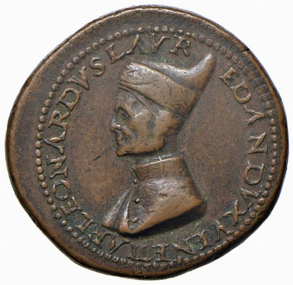 LEONARDO LOREDAN (1501-1521) LXXV DOGE. MEDAGLIA CELEBRATIVA FUSA A VENEZIA NEL 1521 OPUS VETTORE GAMBELLO DETTO CAMELIO (ATTR.)  - Asta MEDAGLIE DI VENEZIA. MONETE E MEDAGLIE IN ORO ESTERE - Associazione Nazionale - Case d'Asta italiane