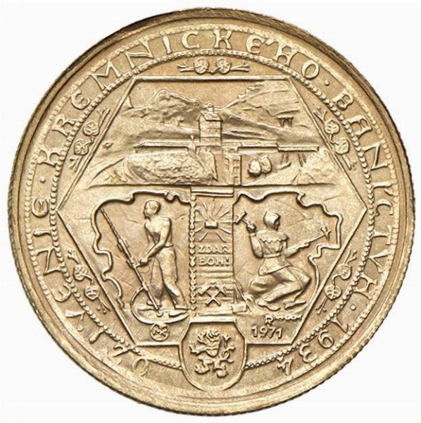 CECOSLOVACCHIA. REPUBBLICA SOCIALISTA (1960-1990). ZECCA DI KREMNITZ. DUCATO 1971 DELLA SERIE &ldquo;SANTA ELISABETTA&rdquo; CHE COMMEMORA LA RIATTIVAZIONE DELLA ZECCA  - Asta MEDAGLIE DI VENEZIA. MONETE E MEDAGLIE IN ORO ESTERE - Associazione Nazionale - Case d'Asta italiane