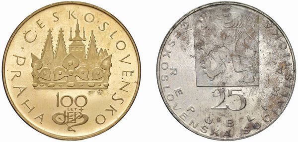 CECOSLOVACCHIA. REPUBBLICA SOCIALISTA (1960-1990). ZECCA DI KREMNITZ. UNA MEDAGLIA IN ORO E UNA MONETA D&rsquo;ARGENTO (25 CORONE) DELLA SERIE &ldquo;JEAN EVANGELISTA PURKYN&Ecirc; (1869-1969)&rdquo; IN ASTUCCIO ORIGINALE  - Asta MEDAGLIE DI VENEZIA. MONETE E MEDAGLIE IN ORO ESTERE - Associazione Nazionale - Case d'Asta italiane