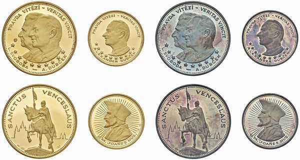 CECOSLOVACCHIA. REPUBBLICA SOCIALISTA (1960-1990). ZECCA DI KREMNITZ. SET COMPOSTO DA QUATTRO MONETE IN ORO E ARGENTO (10 E 5 DUCATI 1968) DELLA SERIE &ldquo;DUCATI DI PRAGA&rdquo; IN ASTUCCIO ORIGINALE E CERTIFICATO DI EMISSIONE N. 937  - Asta MEDAGLIE DI VENEZIA. MONETE E MEDAGLIE IN ORO ESTERE - Associazione Nazionale - Case d'Asta italiane