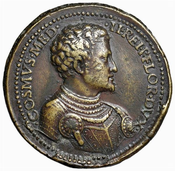COSIMO I DE’ MEDICI GRANDUCA (1519-1574). MEDAGLIA CELEBRATIVA CONIATA NEL 1537 OPUS DOMENICO DI POLO DI ANGELO DE’ VETRI  - Asta MEDAGLIE DI VENEZIA. MONETE E MEDAGLIE IN ORO ESTERE - Associazione Nazionale - Case d'Asta italiane