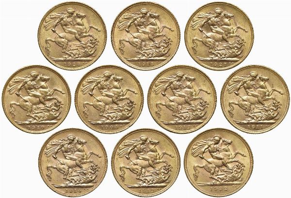 GRAN BRETAGNA. DIECI STERLINE  - Asta MEDAGLIE DI VENEZIA. MONETE E MEDAGLIE IN ORO ESTERE - Associazione Nazionale - Case d'Asta italiane