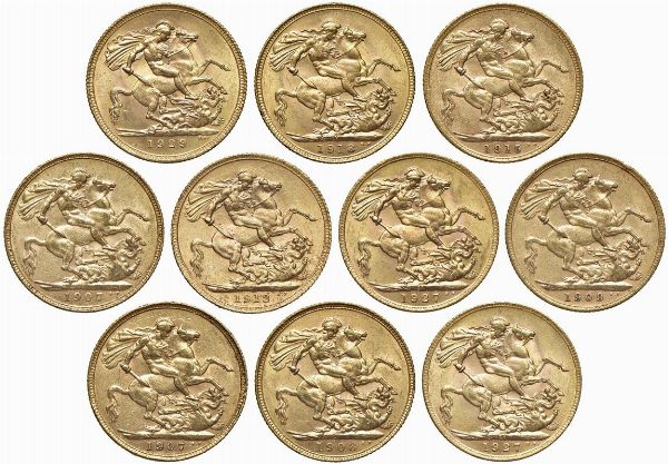 GRAN BRETAGNA. DIECI STERLINE  - Asta MEDAGLIE DI VENEZIA. MONETE E MEDAGLIE IN ORO ESTERE - Associazione Nazionale - Case d'Asta italiane