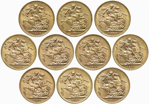 GRAN BRETAGNA. DIECI STERLINE  - Asta MEDAGLIE DI VENEZIA. MONETE E MEDAGLIE IN ORO ESTERE - Associazione Nazionale - Case d'Asta italiane