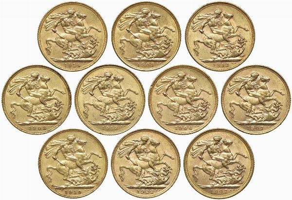 GRAN BRETAGNA. DIECI STERLINE  - Asta MEDAGLIE DI VENEZIA. MONETE E MEDAGLIE IN ORO ESTERE - Associazione Nazionale - Case d'Asta italiane