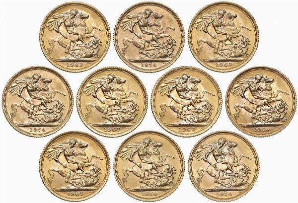 GRAN BRETAGNA. DIECI STERLINE  - Asta MEDAGLIE DI VENEZIA. MONETE E MEDAGLIE IN ORO ESTERE - Associazione Nazionale - Case d'Asta italiane