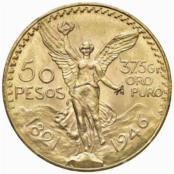 MESSICO. 50 PESOS 1946  - Asta MEDAGLIE DI VENEZIA. MONETE E MEDAGLIE IN ORO ESTERE - Associazione Nazionale - Case d'Asta italiane