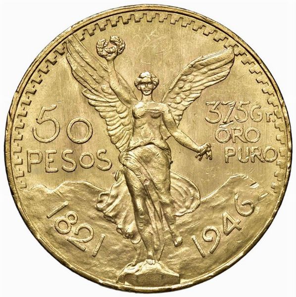 MESSICO. 50 PESOS 1946  - Asta MEDAGLIE DI VENEZIA. MONETE E MEDAGLIE IN ORO ESTERE - Associazione Nazionale - Case d'Asta italiane