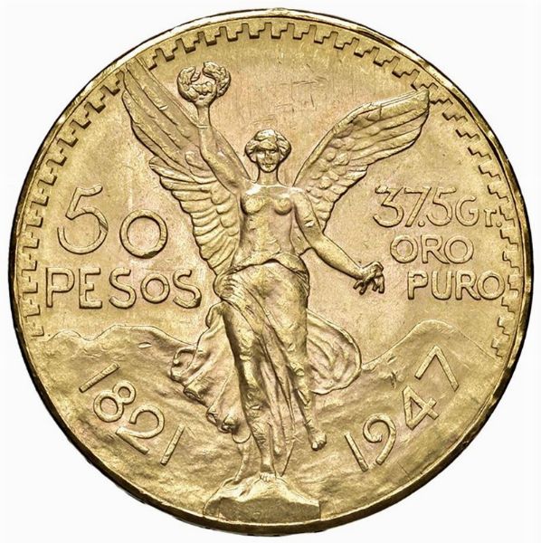 MESSICO. 50 PESOS 1947  - Asta MEDAGLIE DI VENEZIA. MONETE E MEDAGLIE IN ORO ESTERE - Associazione Nazionale - Case d'Asta italiane
