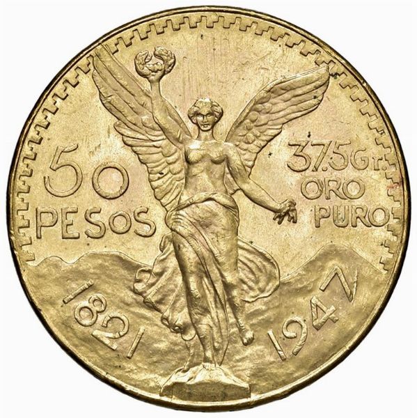 MESSICO. 50 PESOS 1947  - Asta MEDAGLIE DI VENEZIA. MONETE E MEDAGLIE IN ORO ESTERE - Associazione Nazionale - Case d'Asta italiane