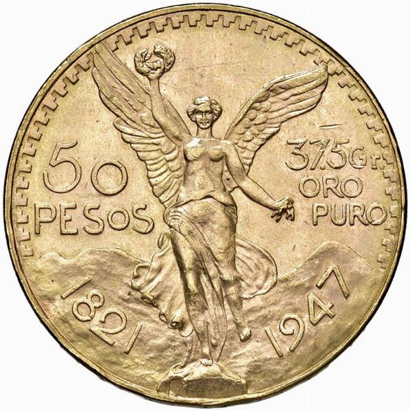 MESSICO. 50 PESOS 1947  - Asta MEDAGLIE DI VENEZIA. MONETE E MEDAGLIE IN ORO ESTERE - Associazione Nazionale - Case d'Asta italiane