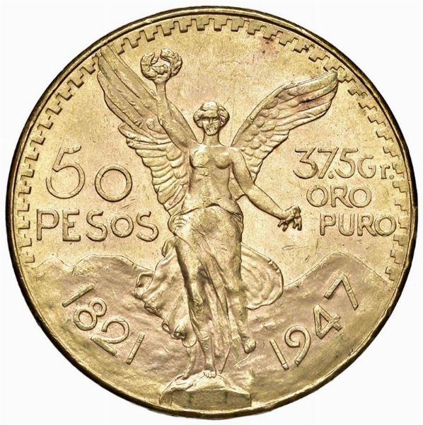 MESSICO. 50 PESOS 1947  - Asta MEDAGLIE DI VENEZIA. MONETE E MEDAGLIE IN ORO ESTERE - Associazione Nazionale - Case d'Asta italiane