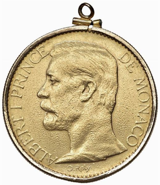 MONACO (PRINCIPATO DI). ALBERTO I (1889-1922). 100 FRANCHI 1891 CON MONTATURA  - Asta MEDAGLIE DI VENEZIA. MONETE E MEDAGLIE IN ORO ESTERE - Associazione Nazionale - Case d'Asta italiane