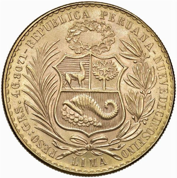 PERÙ. 100 SOLES 1964  - Asta MEDAGLIE DI VENEZIA. MONETE E MEDAGLIE IN ORO ESTERE - Associazione Nazionale - Case d'Asta italiane