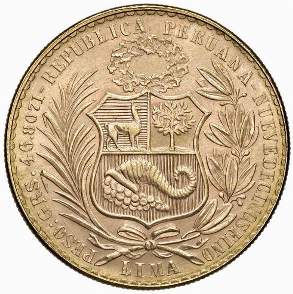 PERÙ. 100 SOLES 1966  - Asta MEDAGLIE DI VENEZIA. MONETE E MEDAGLIE IN ORO ESTERE - Associazione Nazionale - Case d'Asta italiane