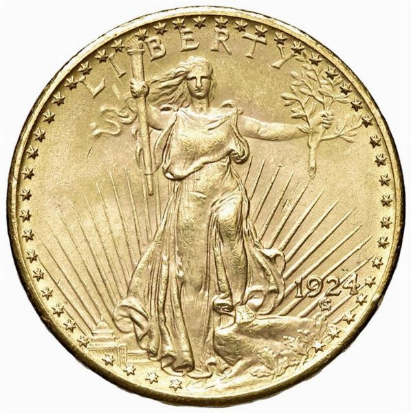 STATI UNITI. 20 DOLLARI “SAINT GAUDENS” 1924  - Asta MEDAGLIE DI VENEZIA. MONETE E MEDAGLIE IN ORO ESTERE - Associazione Nazionale - Case d'Asta italiane