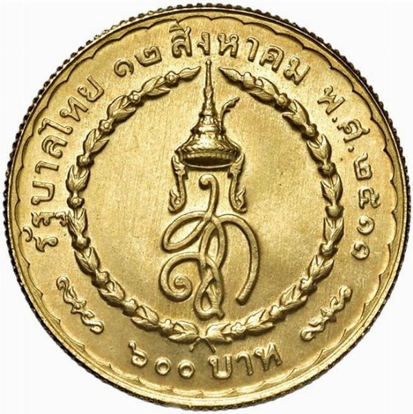THAILANDIA. RAMA IX (1946-2016) 600 BATH PER IL 36° ANNIVERSARIO DELLA REGINA SIRIKIT  - Asta MEDAGLIE DI VENEZIA. MONETE E MEDAGLIE IN ORO ESTERE - Associazione Nazionale - Case d'Asta italiane