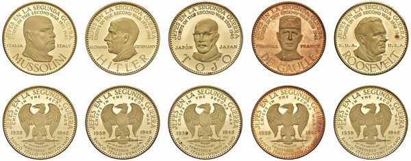 DIECI MEDAGLIE IN ORO 900 DEI CAPI DELLA II GUERRA MONDIALE. SERIE EMESSA DAL BANCO ITALO-VENEZUELANO  - Asta MEDAGLIE DI VENEZIA. MONETE E MEDAGLIE IN ORO ESTERE - Associazione Nazionale - Case d'Asta italiane