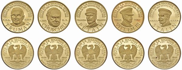 DIECI MEDAGLIE IN ORO 900 DEI CAPI DELLA II GUERRA MONDIALE. SERIE EMESSA DAL BANCO ITALO-VENEZUELANO  - Asta MEDAGLIE DI VENEZIA. MONETE E MEDAGLIE IN ORO ESTERE - Associazione Nazionale - Case d'Asta italiane