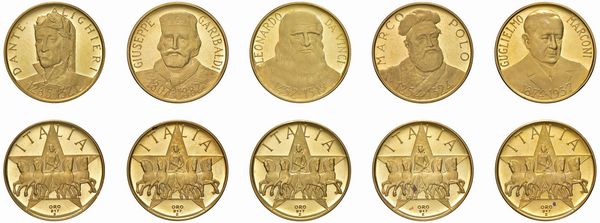 CINQUE MEDAGLIE IN ORO 917 DELLA SERIE “AUREI” 1968 IN ASTUCCIO ORIGINALE  - Asta MEDAGLIE DI VENEZIA. MONETE E MEDAGLIE IN ORO ESTERE - Associazione Nazionale - Case d'Asta italiane