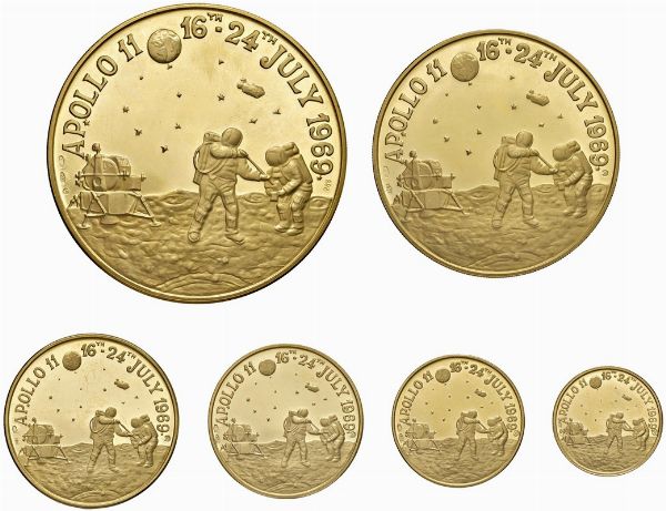 SEI MEDAGLIE IN ORO 900 CHE COMMEMORANO LA SPEDIZIONE DELL’APOLLO 11 SULLA LUNA NEL 1969 IN ASTUCCIO ORIGINALE  - Asta MEDAGLIE DI VENEZIA. MONETE E MEDAGLIE IN ORO ESTERE - Associazione Nazionale - Case d'Asta italiane