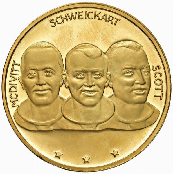 MEDAGLIA IN ORO 900 CHE COMMEMORA LA SPEDIZIONE DELL’APOLLO 9 SULLA LUNA NEL 1969  - Asta MEDAGLIE DI VENEZIA. MONETE E MEDAGLIE IN ORO ESTERE - Associazione Nazionale - Case d'Asta italiane