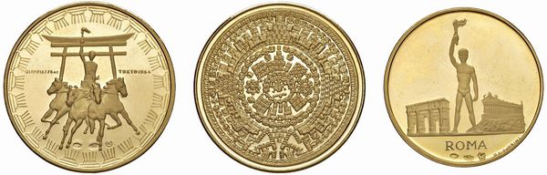 TRE MEDAGLIE IN ORO 900 COMMEMORATIVE DELLE OLIMPIADI DEL 1960, 1964 E 1988  - Asta MEDAGLIE DI VENEZIA. MONETE E MEDAGLIE IN ORO ESTERE - Associazione Nazionale - Case d'Asta italiane