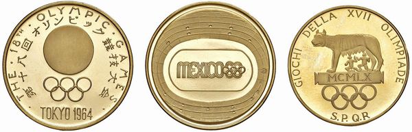 TRE MEDAGLIE IN ORO 900 COMMEMORATIVE DELLE OLIMPIADI DEL 1960, 1964 E 1988  - Asta MEDAGLIE DI VENEZIA. MONETE E MEDAGLIE IN ORO ESTERE - Associazione Nazionale - Case d'Asta italiane