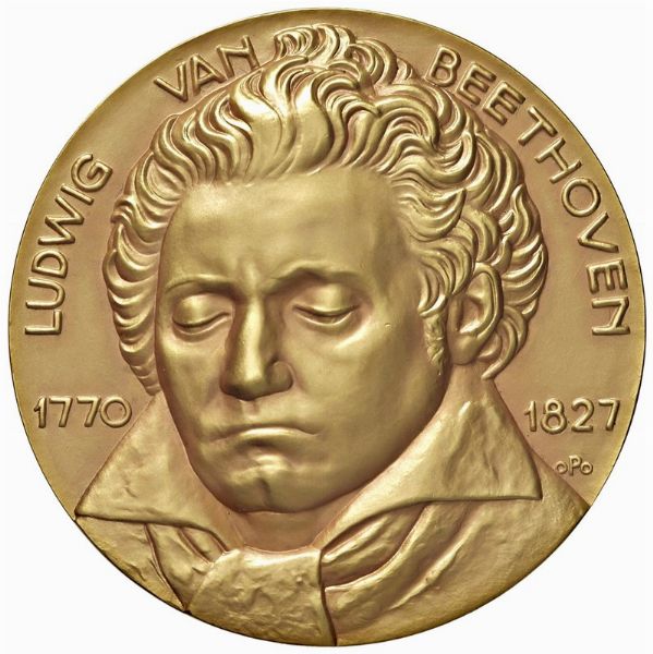 MEDAGLIA COMMEMORATIVA DELLA NASCITA DI BEETHOVEN OPUS ORLANDINI  - Asta MEDAGLIE DI VENEZIA. MONETE E MEDAGLIE IN ORO ESTERE - Associazione Nazionale - Case d'Asta italiane