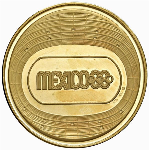 MEDAGLIA IN ORO 900 OLIMPIADI MEXICO ‘68  - Asta MEDAGLIE DI VENEZIA. MONETE E MEDAGLIE IN ORO ESTERE - Associazione Nazionale - Case d'Asta italiane