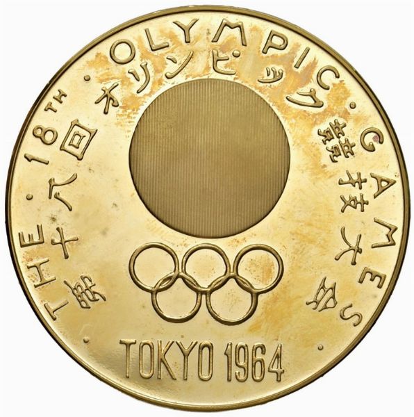 MEDAGLIA IN ORO 900 PER LE OLIMPIADI DI TOKIO 1964  - Asta MEDAGLIE DI VENEZIA. MONETE E MEDAGLIE IN ORO ESTERE - Associazione Nazionale - Case d'Asta italiane