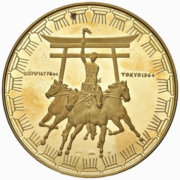 MEDAGLIA IN ORO 900 PER LE OLIMPIADI DI TOKIO 1964  - Asta MEDAGLIE DI VENEZIA. MONETE E MEDAGLIE IN ORO ESTERE - Associazione Nazionale - Case d'Asta italiane