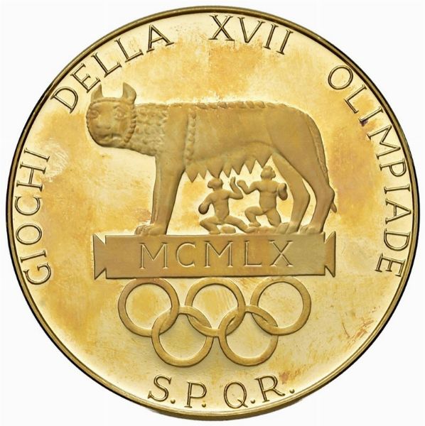 MEDAGLIA IN ORO 900 PER LE OLIMPIADI DI ROMA 1960 OPUS SIGNORINI  - Asta MEDAGLIE DI VENEZIA. MONETE E MEDAGLIE IN ORO ESTERE - Associazione Nazionale - Case d'Asta italiane