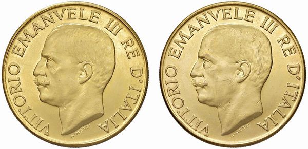 SAVOIA. VITTORIO EMANUELE III (1900-1946). DUE RIPRODUZIONI IN ORO DELLE 100 LIRE FASCIO  - Asta MEDAGLIE DI VENEZIA. MONETE E MEDAGLIE IN ORO ESTERE - Associazione Nazionale - Case d'Asta italiane