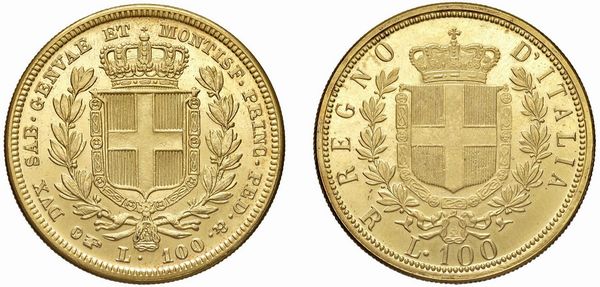 SAVOIA. DUE RIPRODUZIONI IN ORO DELLE 100 LIRE  - Asta MEDAGLIE DI VENEZIA. MONETE E MEDAGLIE IN ORO ESTERE - Associazione Nazionale - Case d'Asta italiane