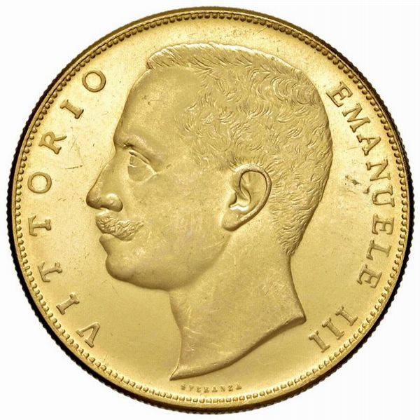 SAVOIA. VITTORIO EMANUELE III (1900-1946). RIPRODUZIONE IN ORO DELLE 100 LIRE AQUILA SABAUDA  - Asta MEDAGLIE DI VENEZIA. MONETE E MEDAGLIE IN ORO ESTERE - Associazione Nazionale - Case d'Asta italiane