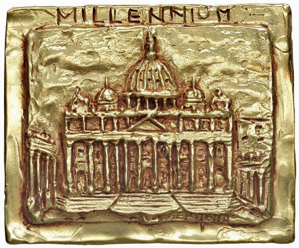 LINGOTTINO IN ORO 750 DELLA SERIE “MILLENNIUM-BASILICA DI SAN PIETRO A.D. MM”. TIRATURA LIMITATA DI SOLI 199 ESEMPLARI IN ELEGANTE CUSTODIA DI LEGNO  - Asta MEDAGLIE DI VENEZIA. MONETE E MEDAGLIE IN ORO ESTERE - Associazione Nazionale - Case d'Asta italiane