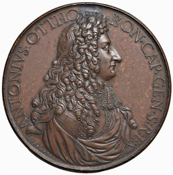 ANTONIO OTTOBONI (1646-1720) CAPITANO GENERALE DELLA SACRA ROMANA CHIESA. MEDAGLIA CELEBRATIVA CONIATA NELLA ZECCA DI ROMA NEL 1689 OPUS G. ORTOLANI  - Asta MEDAGLIE DI VENEZIA. MONETE E MEDAGLIE IN ORO ESTERE - Associazione Nazionale - Case d'Asta italiane