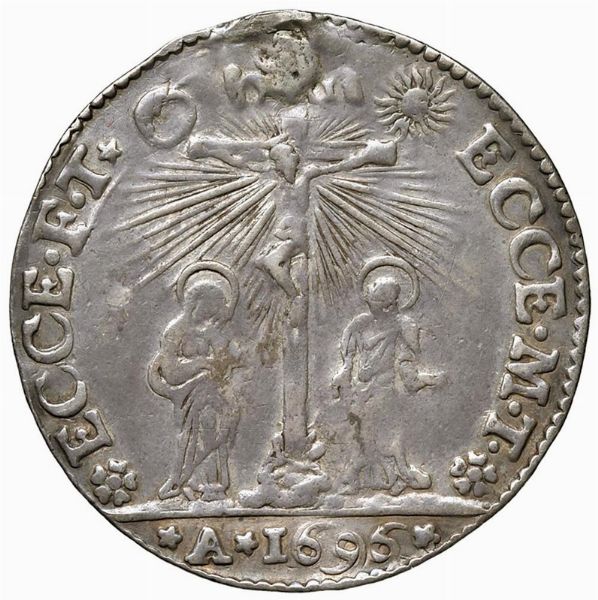 SILVESTRO VALIER (1694-1700) DOGE. MEDAGLIA CELEBRATIVA DELLA SCUOLA DELLA PASSIONE CONIATA NELLA ZECCA DI VENEZIA NEL 1696 OPUS ANONIMO  - Asta MEDAGLIE DI VENEZIA. MONETE E MEDAGLIE IN ORO ESTERE - Associazione Nazionale - Case d'Asta italiane
