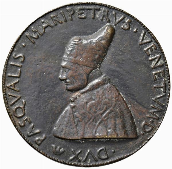 PASQUALE MALIPIERO (1457-1462) LXVI DOGE E GIOVANNA DANDOLO. MEDAGLIA CELEBRATIVA FUSA A VENEZIA NEL 1457 OPUS PIETRO DA FANO  - Asta MEDAGLIE DI VENEZIA. MONETE E MEDAGLIE IN ORO ESTERE - Associazione Nazionale - Case d'Asta italiane