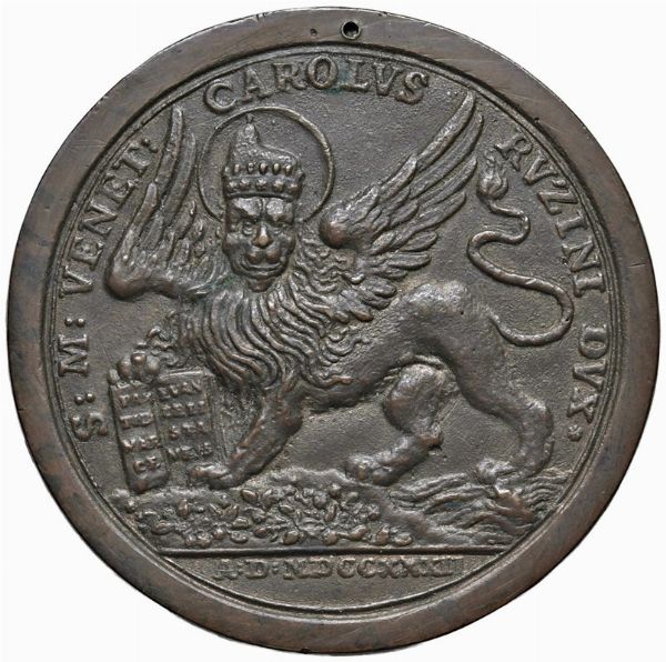 CARLO RUZZINI (1390-1471) CXIII DOGE. MEDAGLIA CELEBRATIVA FUSA A VENEZIA NEL 1732 OPUS ANONIMO  - Asta MEDAGLIE DI VENEZIA. MONETE E MEDAGLIE IN ORO ESTERE - Associazione Nazionale - Case d'Asta italiane