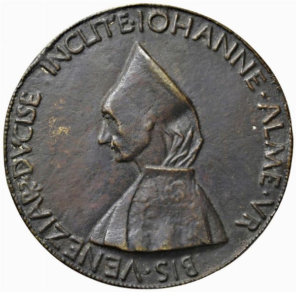 PASQUALE MALIPIERO (1457-1462) LXVI DOGE E GIOVANNA DANDOLO. MEDAGLIA CELEBRATIVA FUSA A VENEZIA NEL 1457 OPUS PIETRO DA FANO  - Asta MEDAGLIE DI VENEZIA. MONETE E MEDAGLIE IN ORO ESTERE - Associazione Nazionale - Case d'Asta italiane