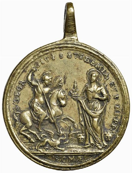 GIOACCHINO FRANCESCO TRAVANI (ATTIVO 1634-1675). MEDAGLIA 1756 DI FONDAZIONE DELLA CHIESA DI SAN GREGORY, ROVINJ, CROAZIA DAL VESCOVO DI POREC GASPARE DI NIGRIS  - Asta MEDAGLIE DI VENEZIA. MONETE E MEDAGLIE IN ORO ESTERE - Associazione Nazionale - Case d'Asta italiane