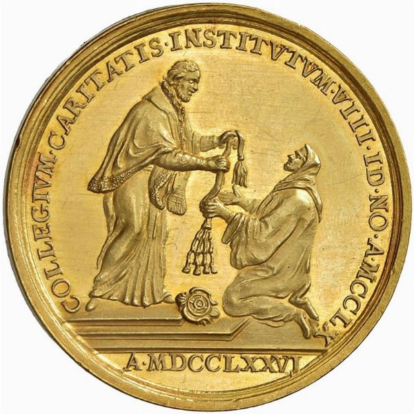 FRANCESCO LOREDAN (1752-1762) E LUDOVICO MANIN (1789-1797). MEDAGLIA CELEBRATIVA DELLA FONDAZIONE DELLA SCUOLA GRANDE DI SANTA MARIA DELLA CARITÀ CONIATA NELLA ZECCA DI VENEZIA NEL 1776 OPUS ANTONIO SCHABEL  - Asta MEDAGLIE DI VENEZIA. MONETE E MEDAGLIE IN ORO ESTERE - Associazione Nazionale - Case d'Asta italiane