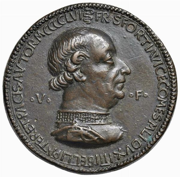 FRANCESCO I SFORZA (1450-1466) DUCA DI MILANO. MEDAGLIA CELEBRATIVA FUSA NEL 1456 OPUS GIANFRANCESCO ENZOLA  - Asta MEDAGLIE DI VENEZIA. MONETE E MEDAGLIE IN ORO ESTERE - Associazione Nazionale - Case d'Asta italiane