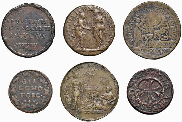 SEI MEDAGLIE IN BRONZO  - Asta MEDAGLIE DI VENEZIA. MONETE E MEDAGLIE IN ORO ESTERE - Associazione Nazionale - Case d'Asta italiane